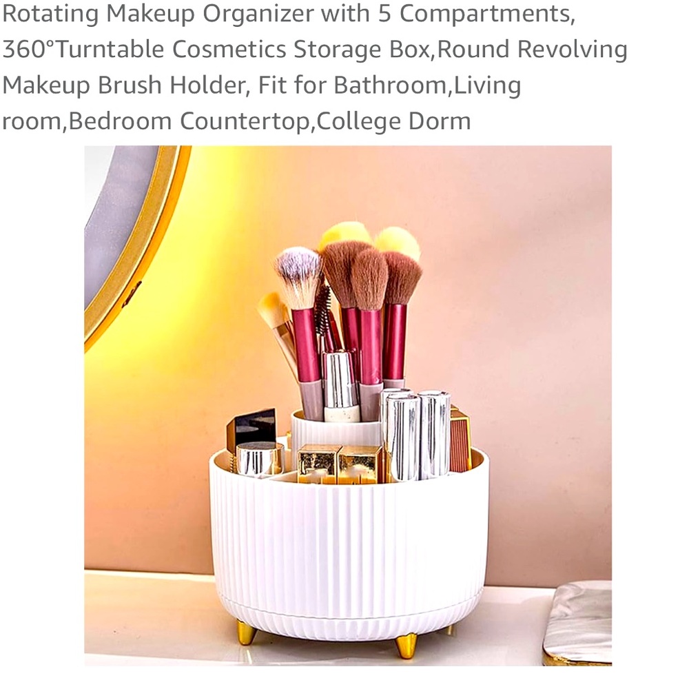 White and Gold Makeup Organizer